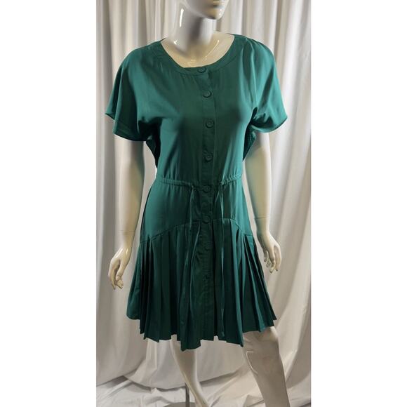 New York & Co Pleated Short Sleeves Dress,Green, Sz: M, 64-40 - Picture 14 of 16